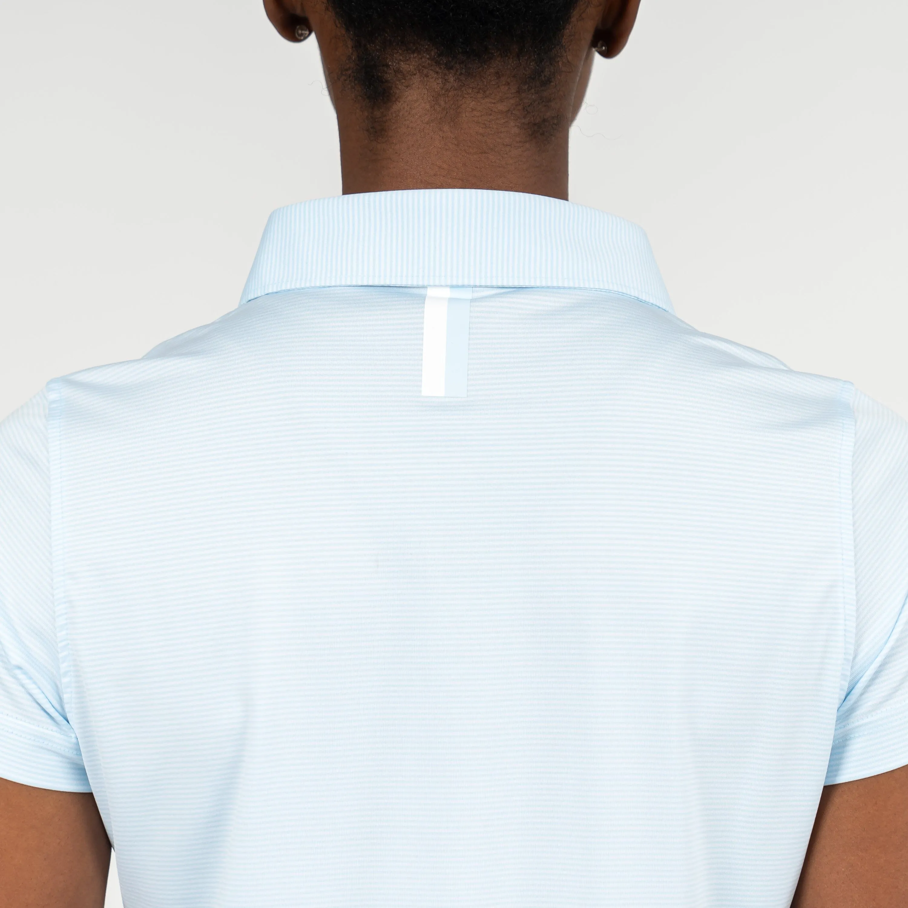 Crispy Stripe Performance Polo | The Crispy Stripe - Pale Blue/White