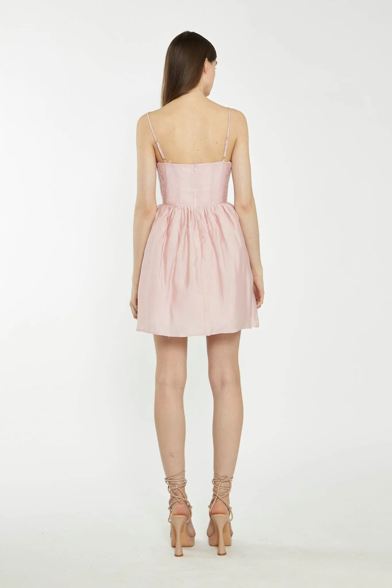 Dusty Pink Corset Skater Mini-Dress