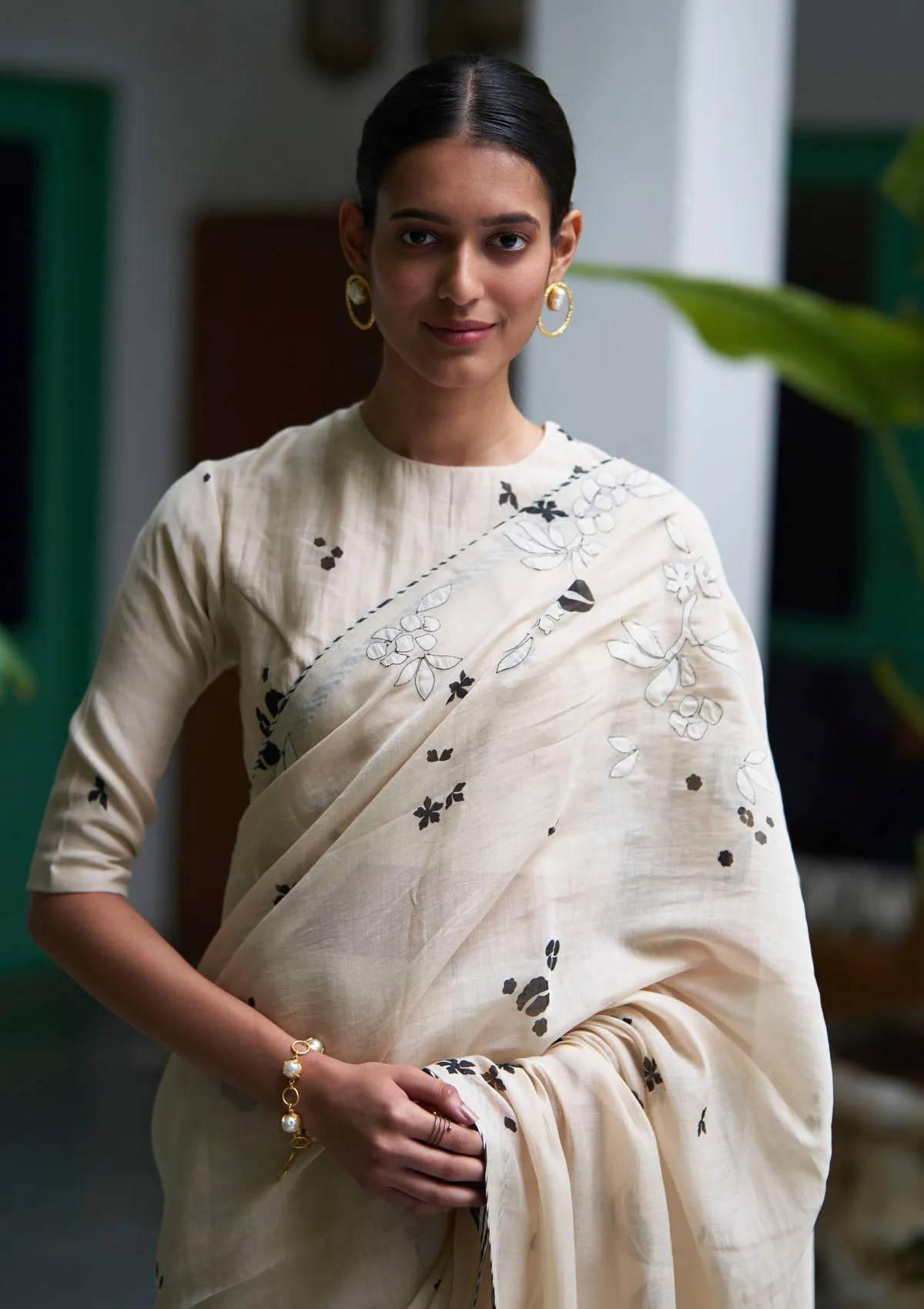 Ecru Saree