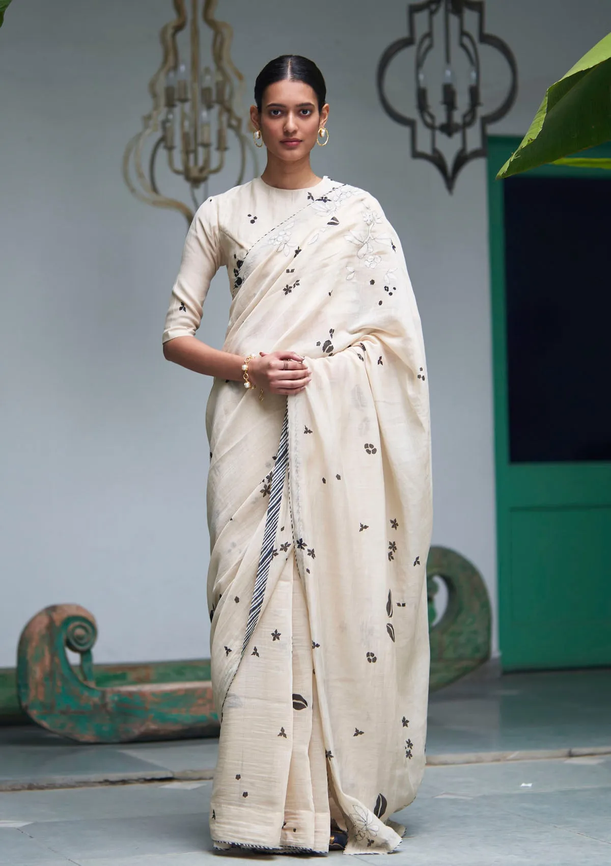 Ecru Saree