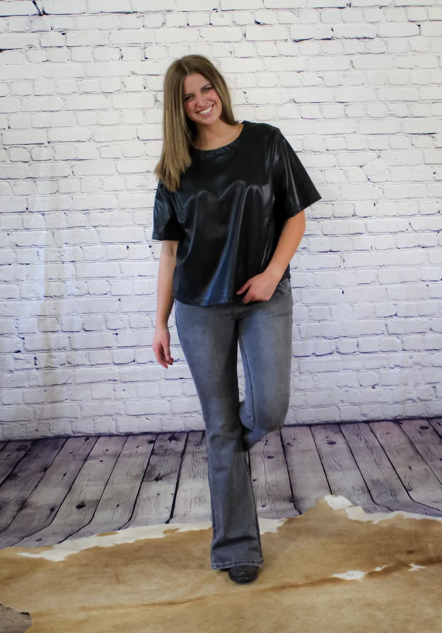 Eesome Black Faux Leather Top