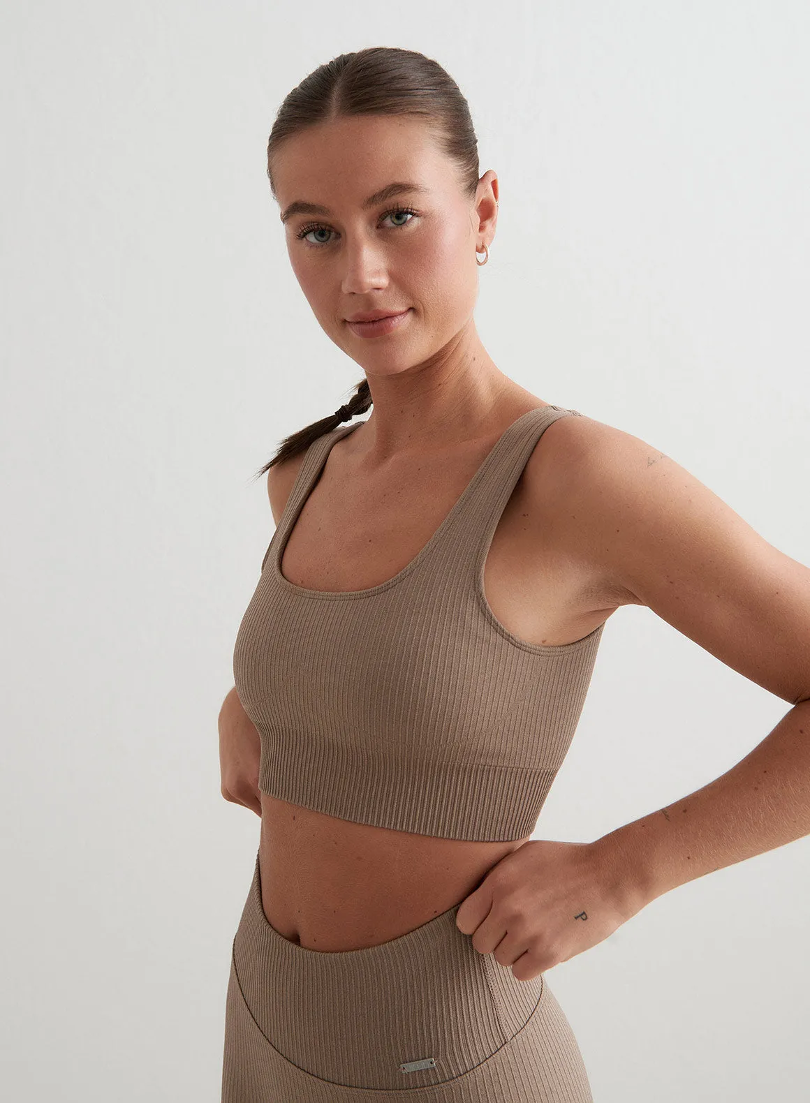 Espresso Ribbed Seamless Bra