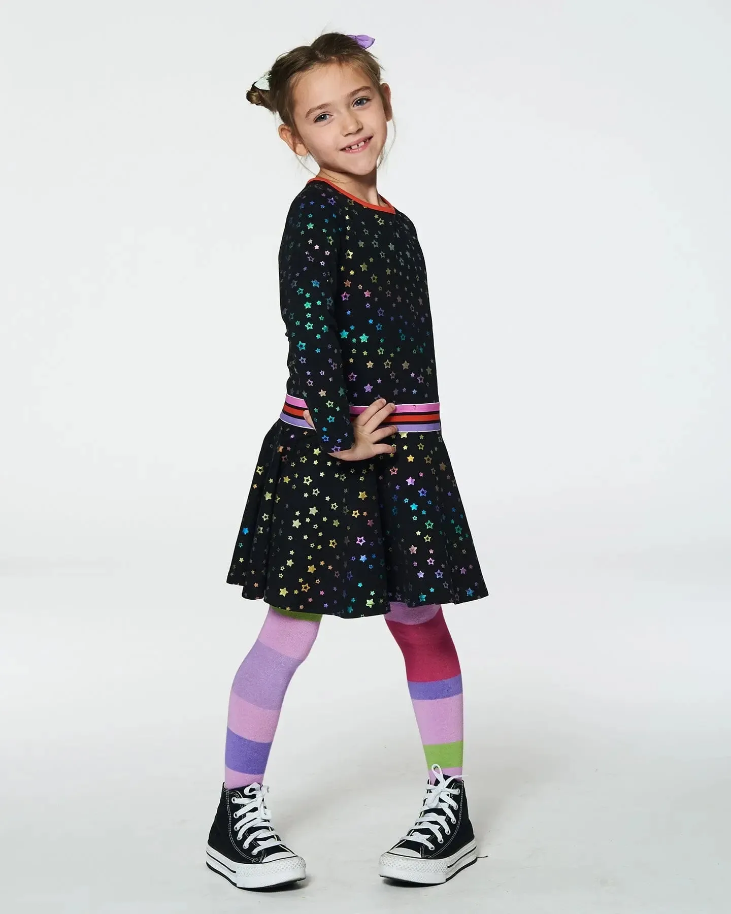 Foil Black Printed Stars Dress