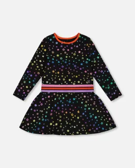 Foil Black Printed Stars Dress