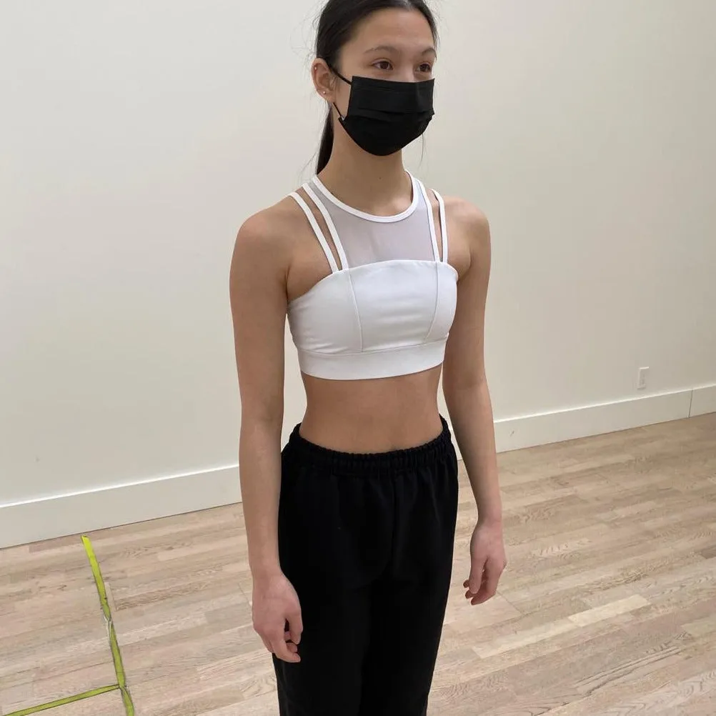 Front Mesh Panel Sports Bra