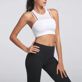 Front Mesh Panel Sports Bra