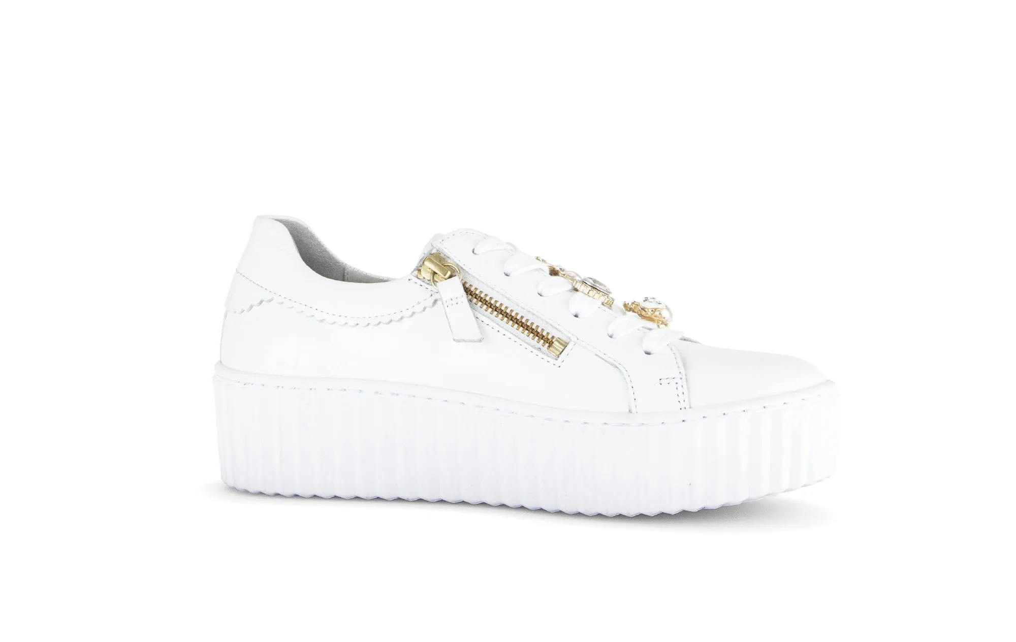 GABOR White Leather Zip Trainer 20121