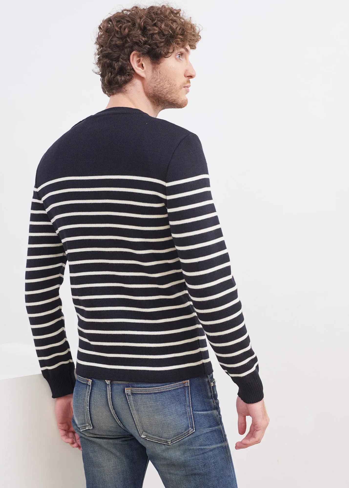 Galiote striped sailor jumper - regular fit, in blended wool (NAVY/ECUME)