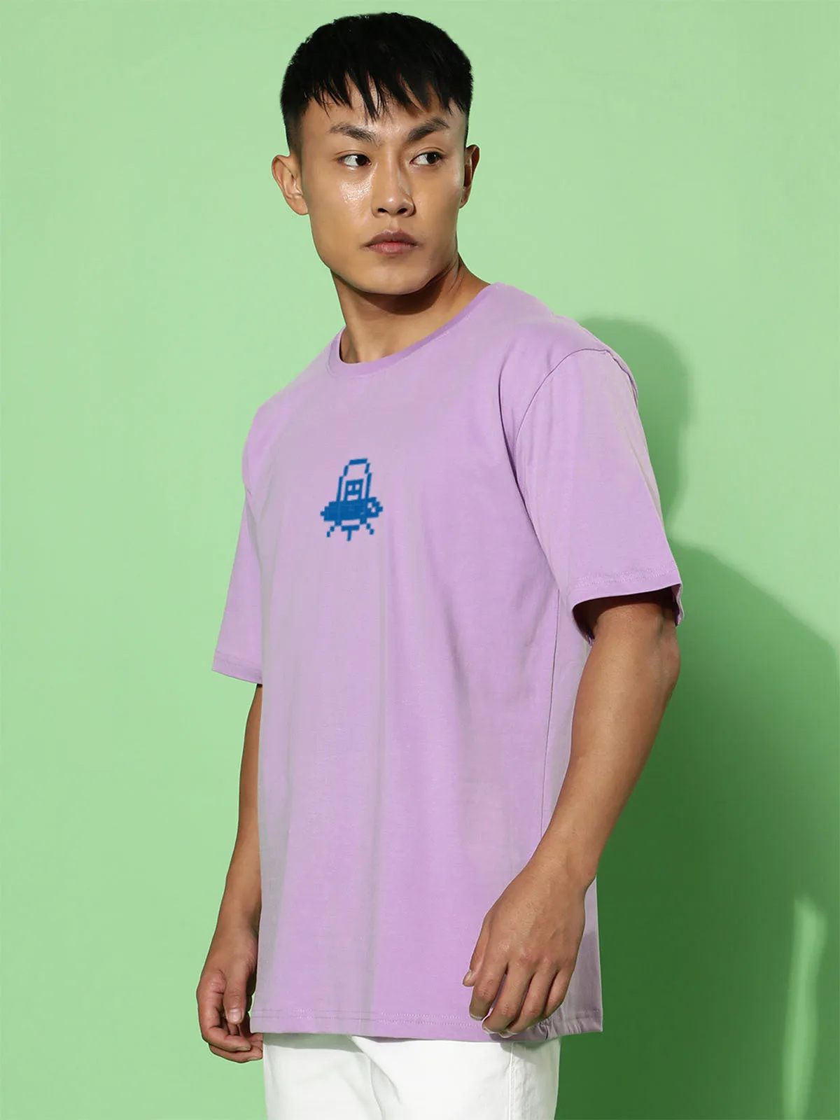 Game Over Lilac Oversized Printed Tshirt