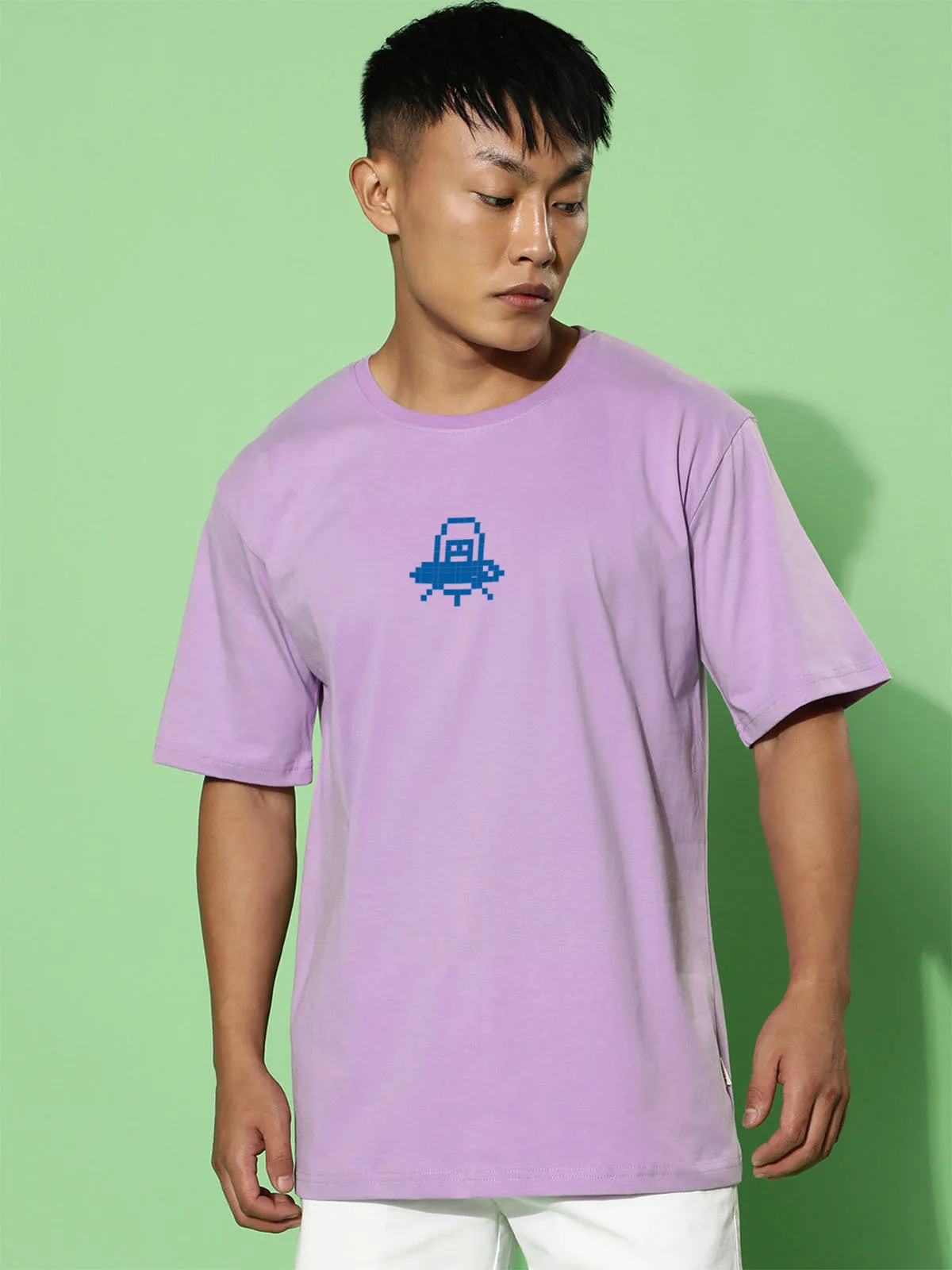 Game Over Lilac Oversized Printed Tshirt