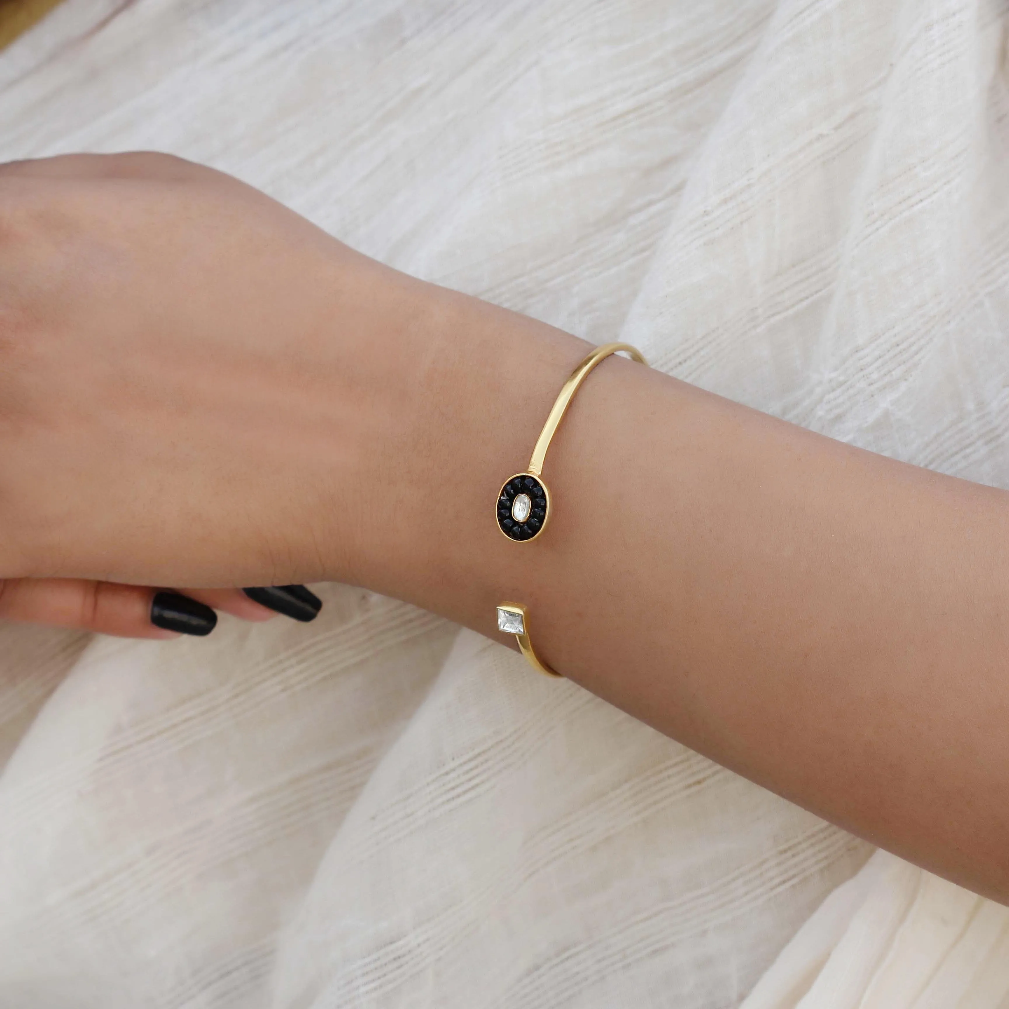 Geometrical duo mangalsutra cuff bangle