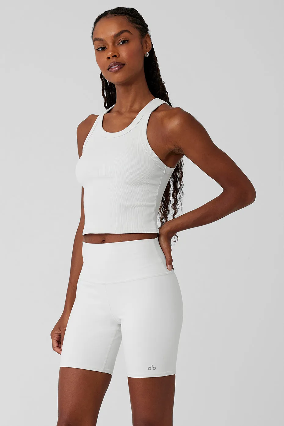 Goddess Ribbed Go-To Tank - White