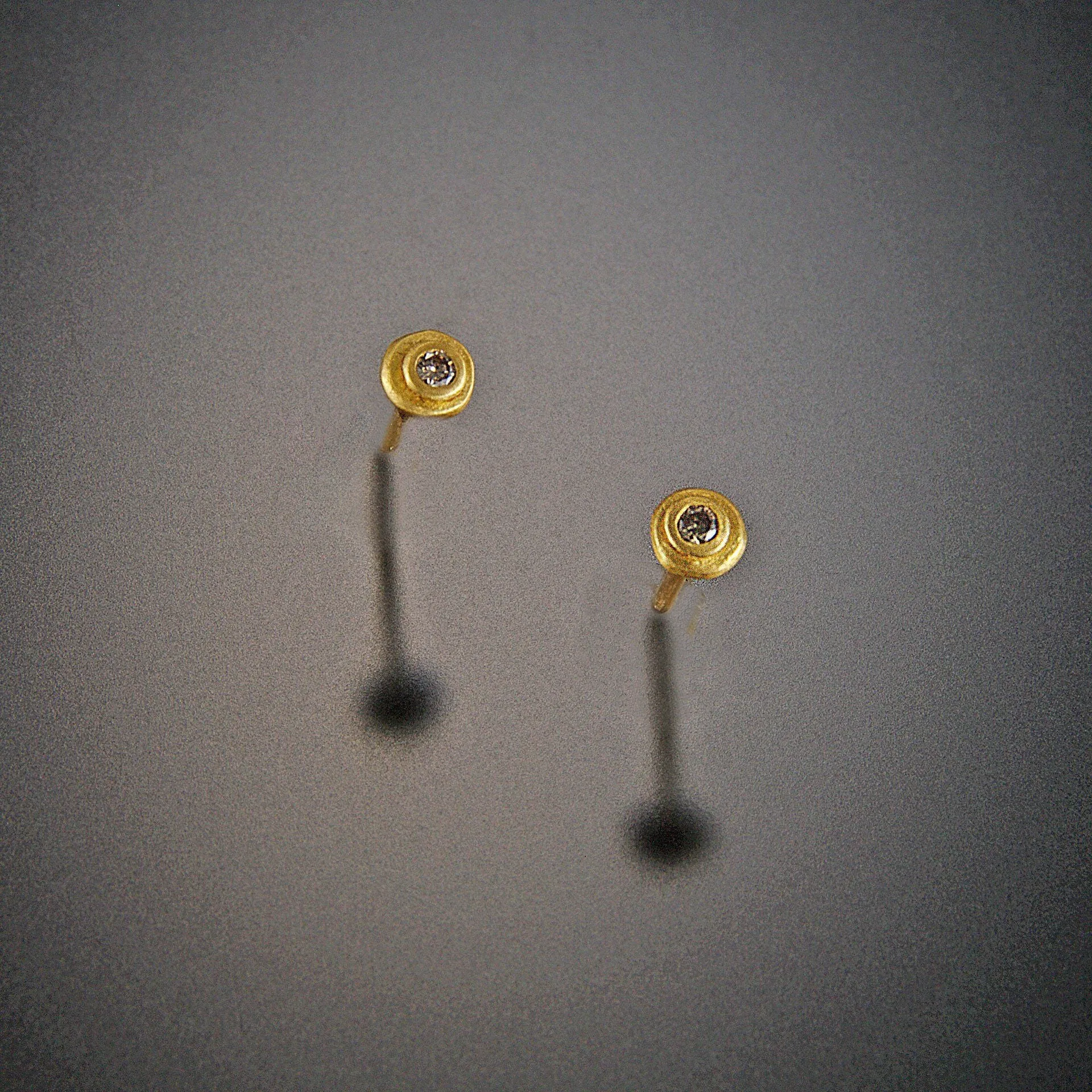 Gold Dot Stud Earrings with Diamonds