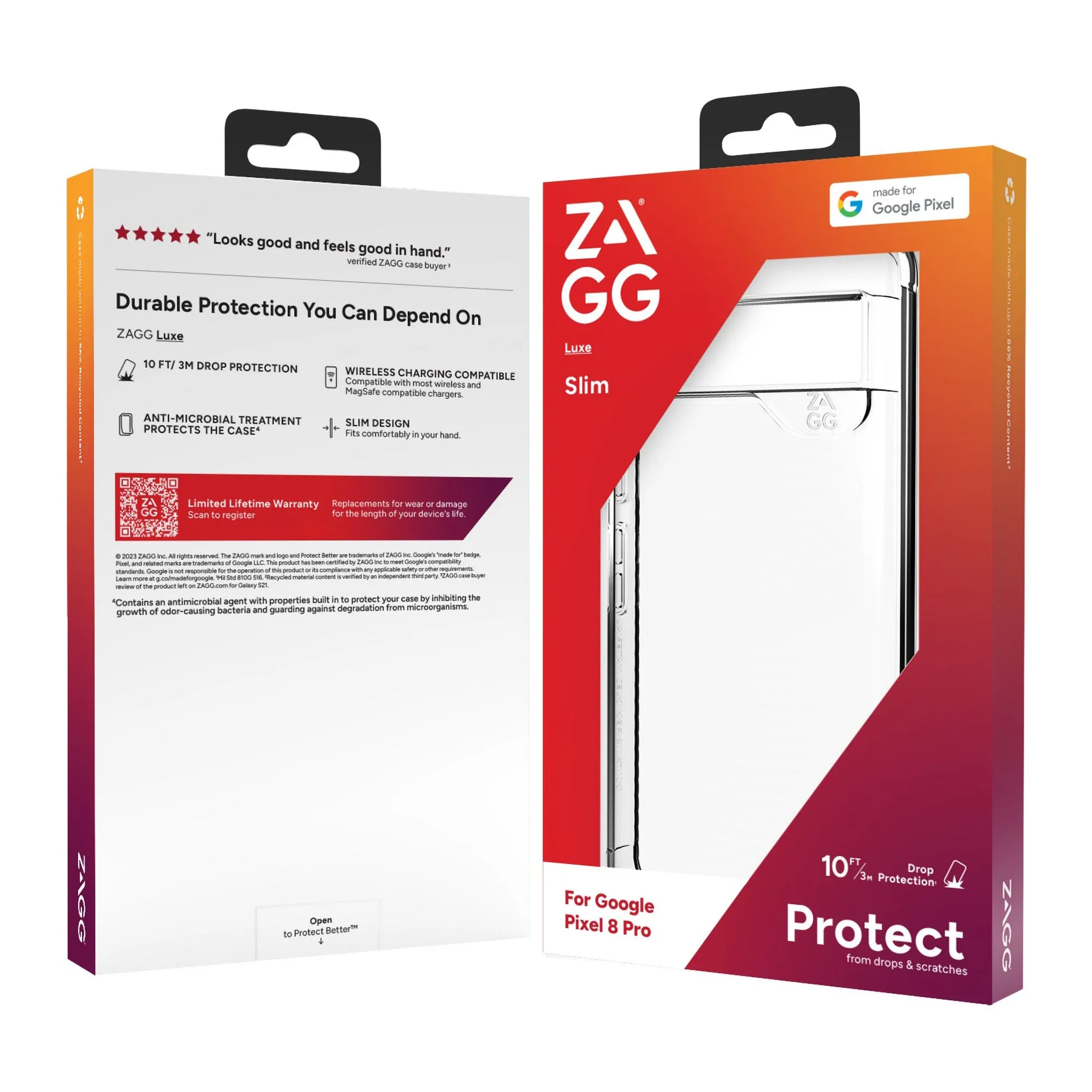 Google Pixel 8 Pro ZAGG (GEAR4) Luxe Case - Clear (English Only PKG) - 15-11986