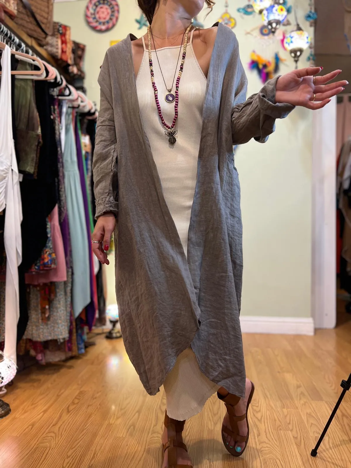 Gray Linen Kaftan