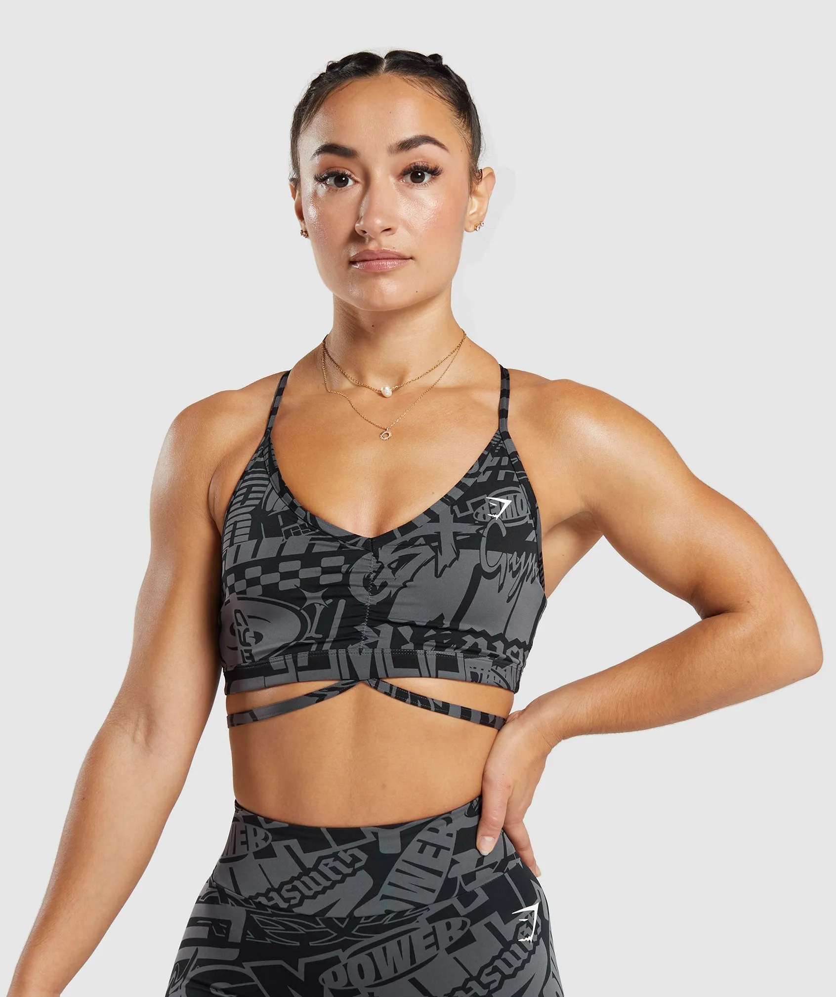 GS Power Strappy Sports Bra - Dark Grey