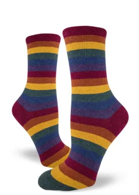 Heather Rainbow Striped Women's Crew Socks