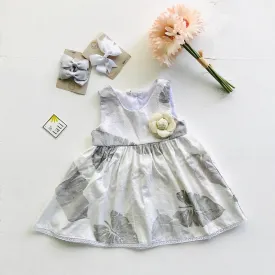 Iris Dress in Banana Leaves Gray