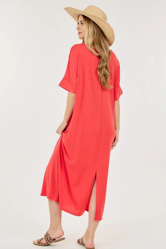 Jaci T-Shirt Dress-Red