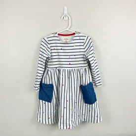 Joules Nancy Striped Polka-dot Breton Dress In Spotstr 4T