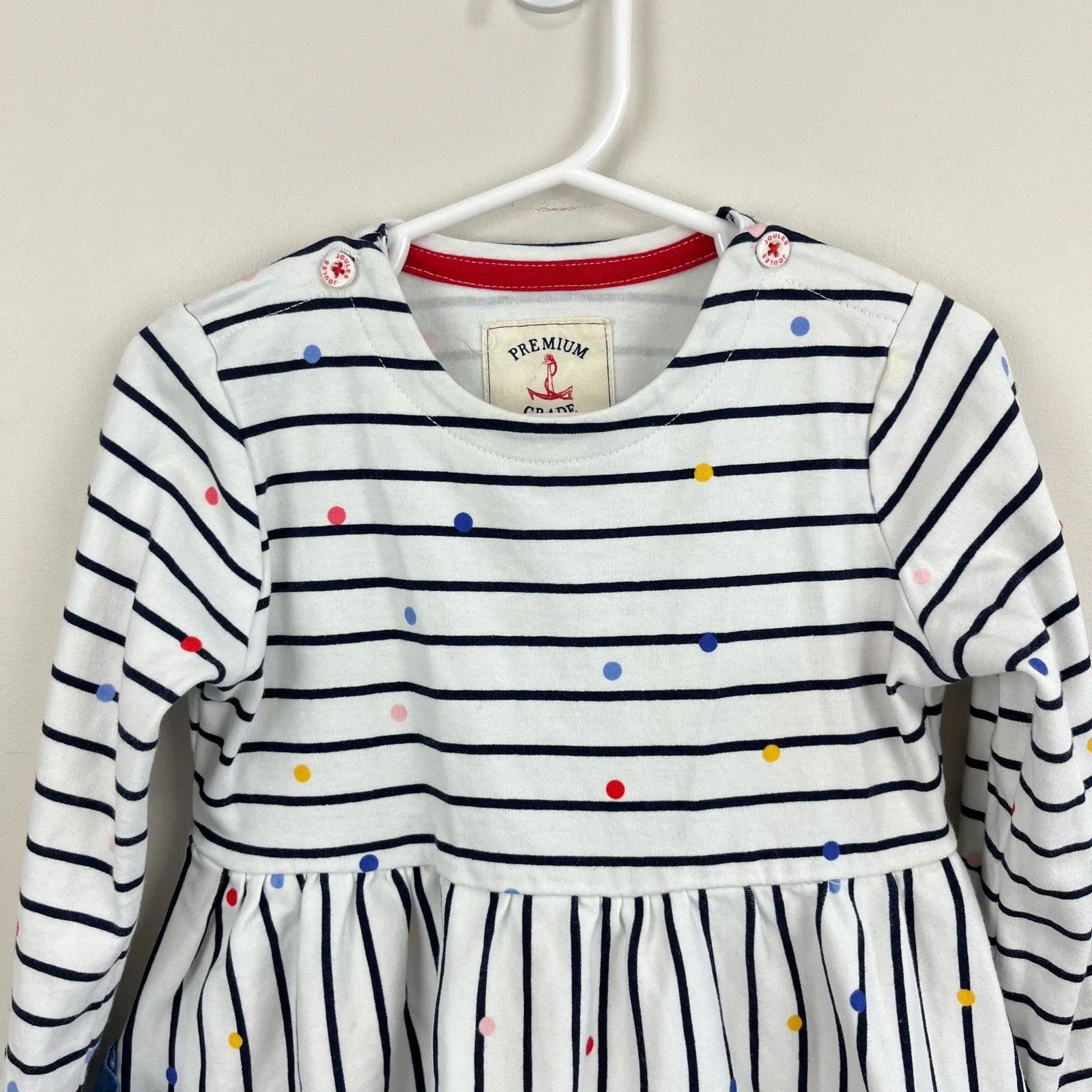 Joules Nancy Striped Polka-dot Breton Dress In Spotstr 4T