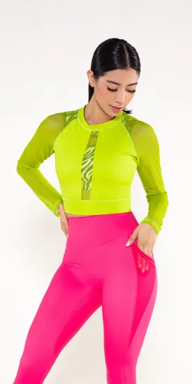 Kiwi - Long-Sleeve Mesh Crop Top