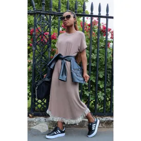 Loose Fit Crew Neck Midi Dress