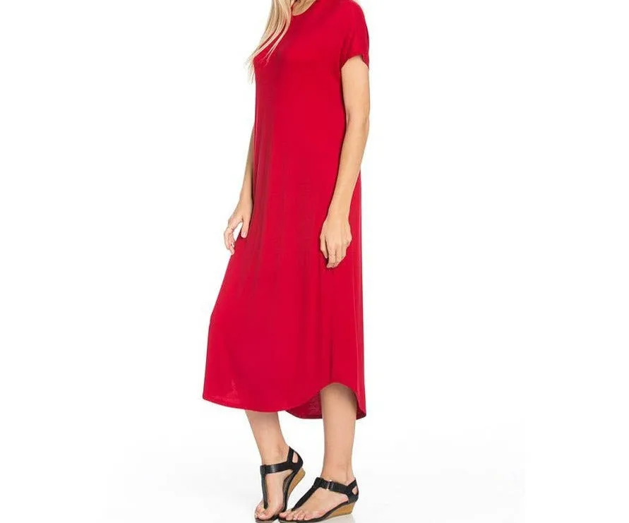 Loose Fit Crew Neck Midi Dress