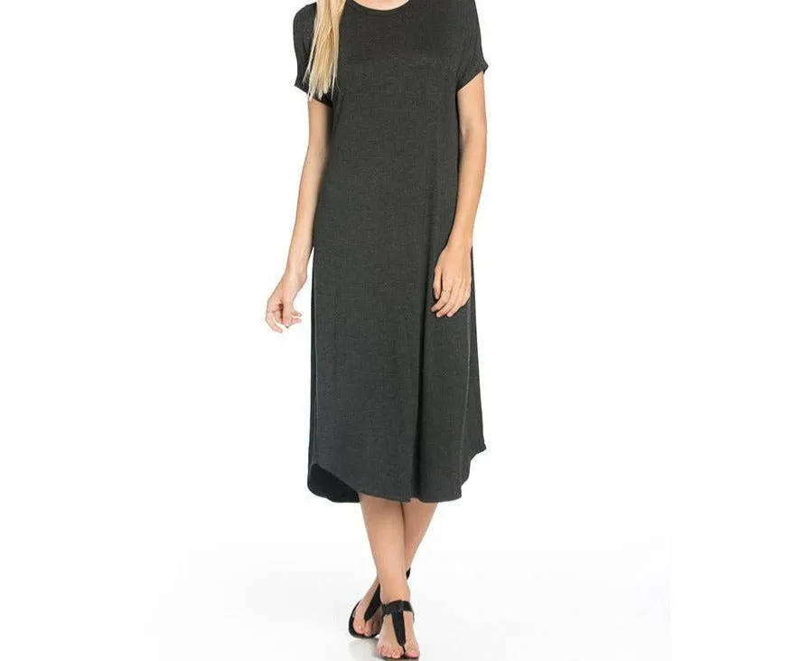 Loose Fit Crew Neck Midi Dress