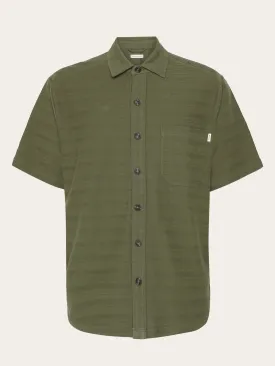 Loose short sleeve cotton solid striped jersey shirt GOTS/Vegan - Burned Olive