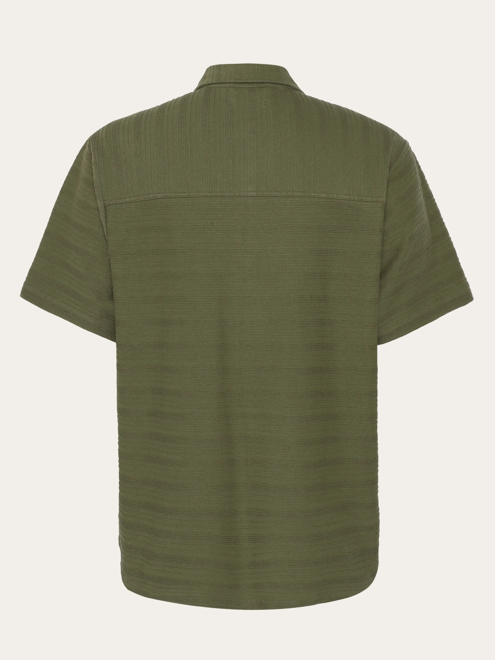 Loose short sleeve cotton solid striped jersey shirt GOTS/Vegan - Burned Olive