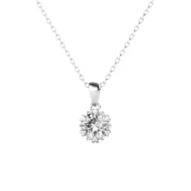 Maggie "Pure" 18k White Gold Flower Pendant Necklace with Solitaire Round Cut Swarovski Crystal