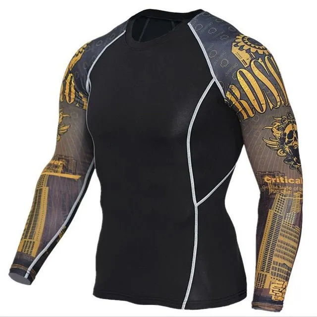 Mens Compression Shirts 3D Jerseys Long Sleeve T Shirt