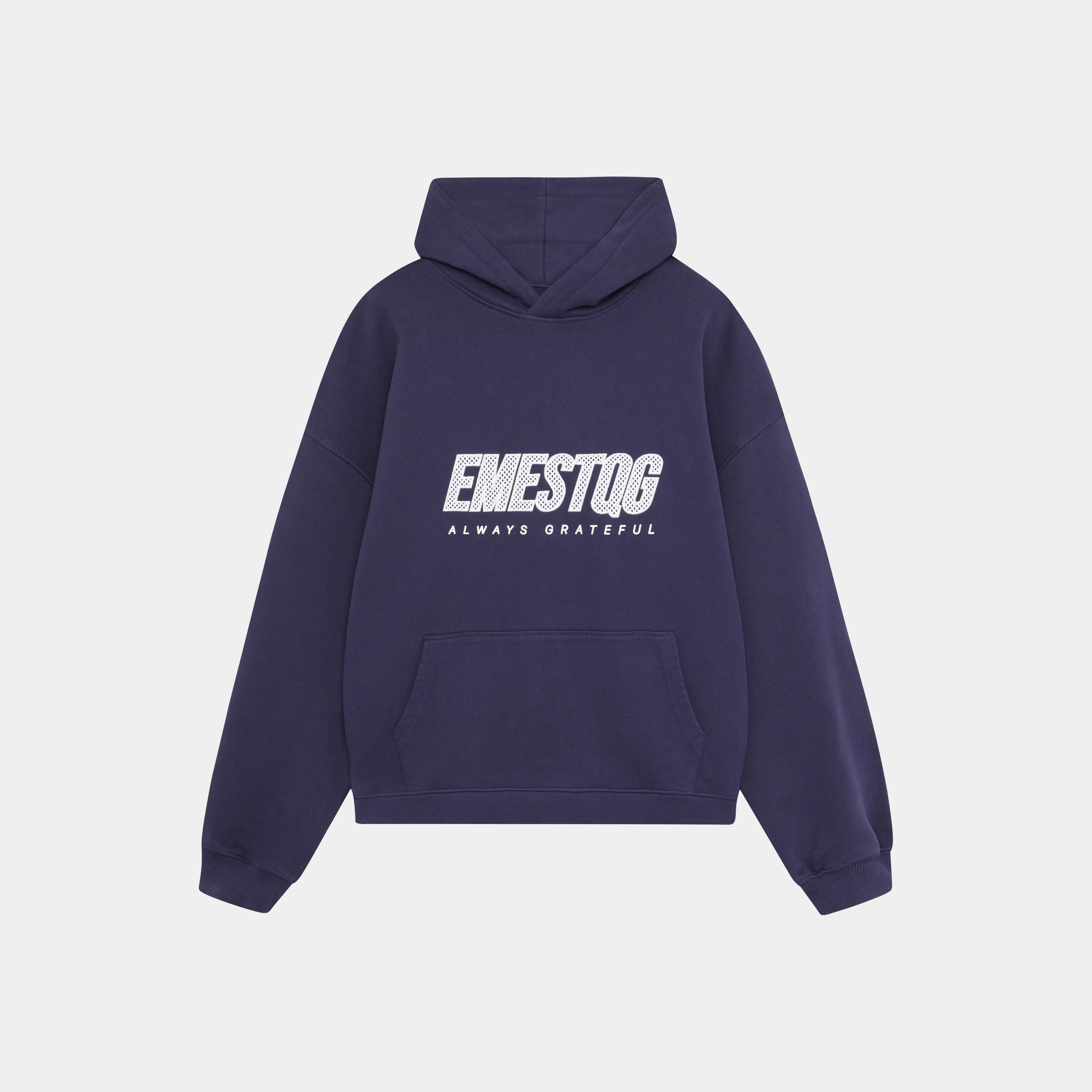 Oversized Mesh Navy Blue Hoodie for Unisex