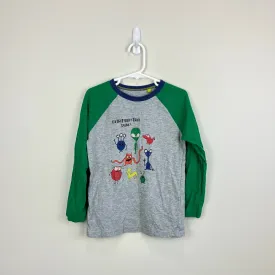 Mini Boden Glowing Space Raglan T-shirt Grey Marl/Green Aliens 5-6