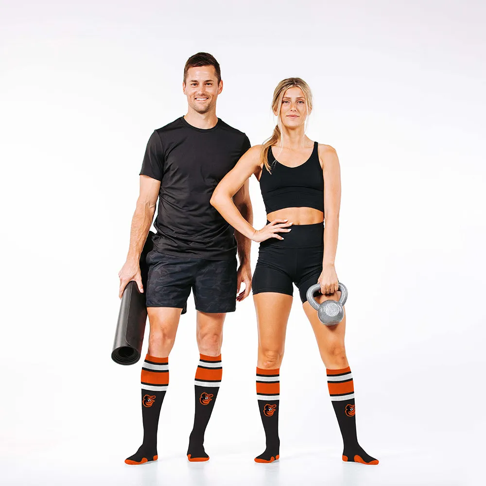 MLB Compression Socks, Baltimore Orioles - Classic Stripe