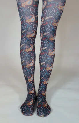 Modern Folk Paisley Printed Art Tights