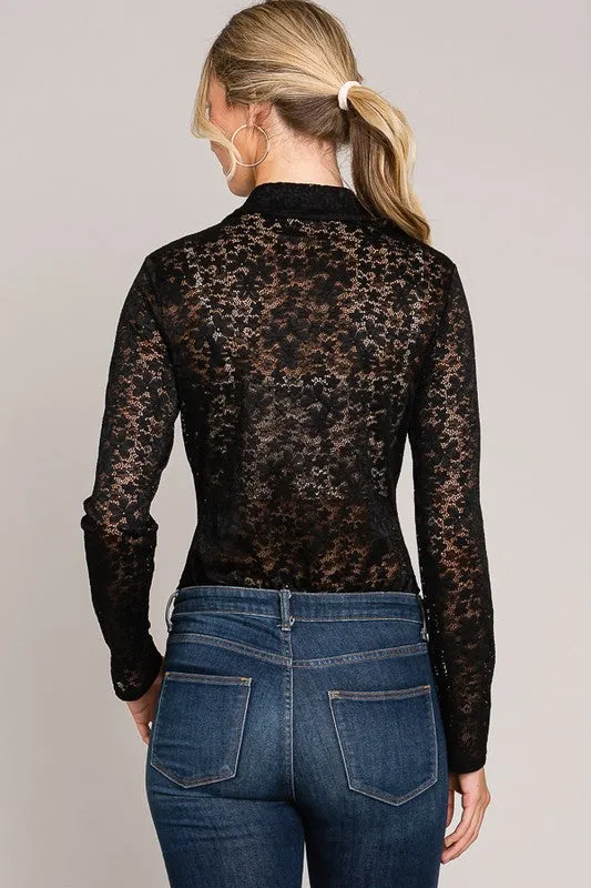 Morticia Black Lace Bodysuit