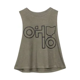 Ohio Stacked Women's Racerback Cropped Tank