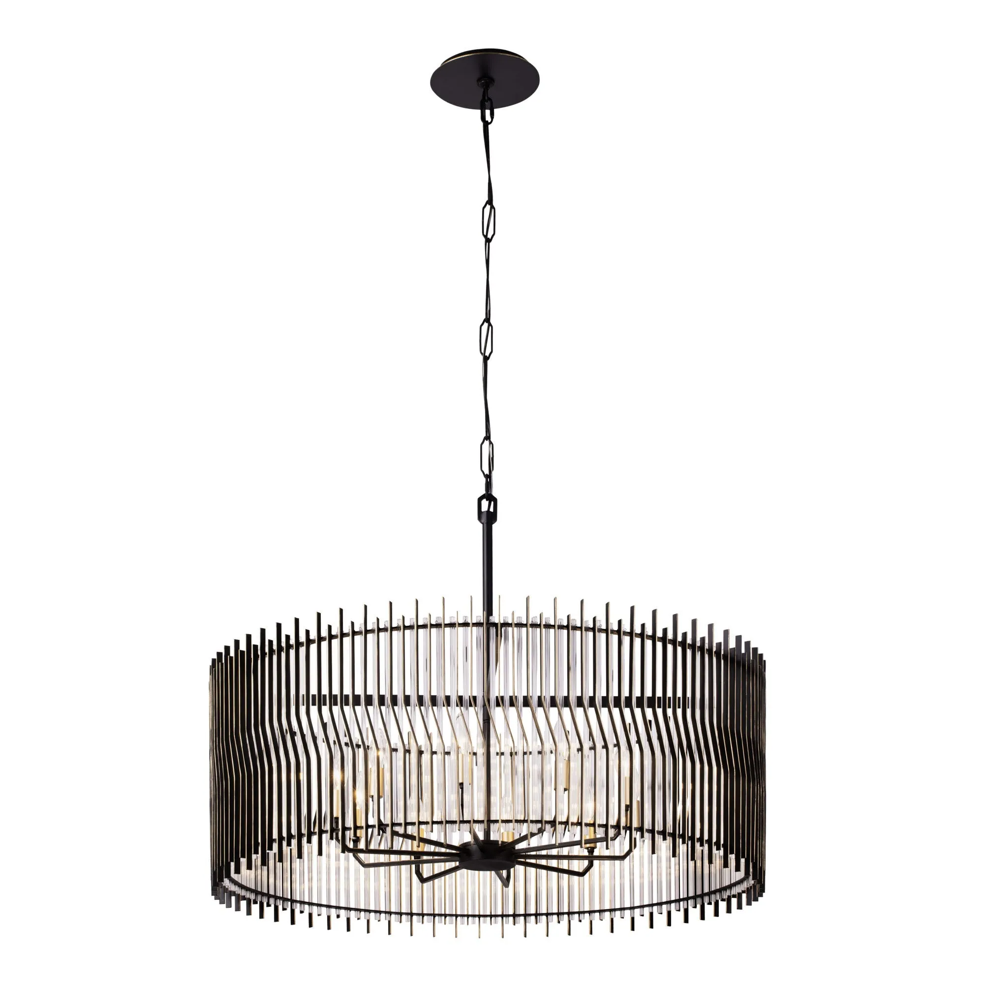 Park Row 393P10MBFG 10-Light Pendant Light - Matte Black/French Gold