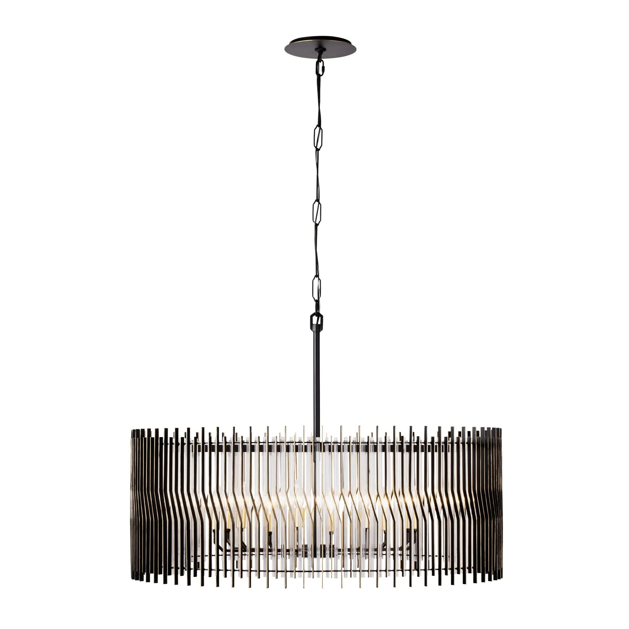 Park Row 393P10MBFG 10-Light Pendant Light - Matte Black/French Gold