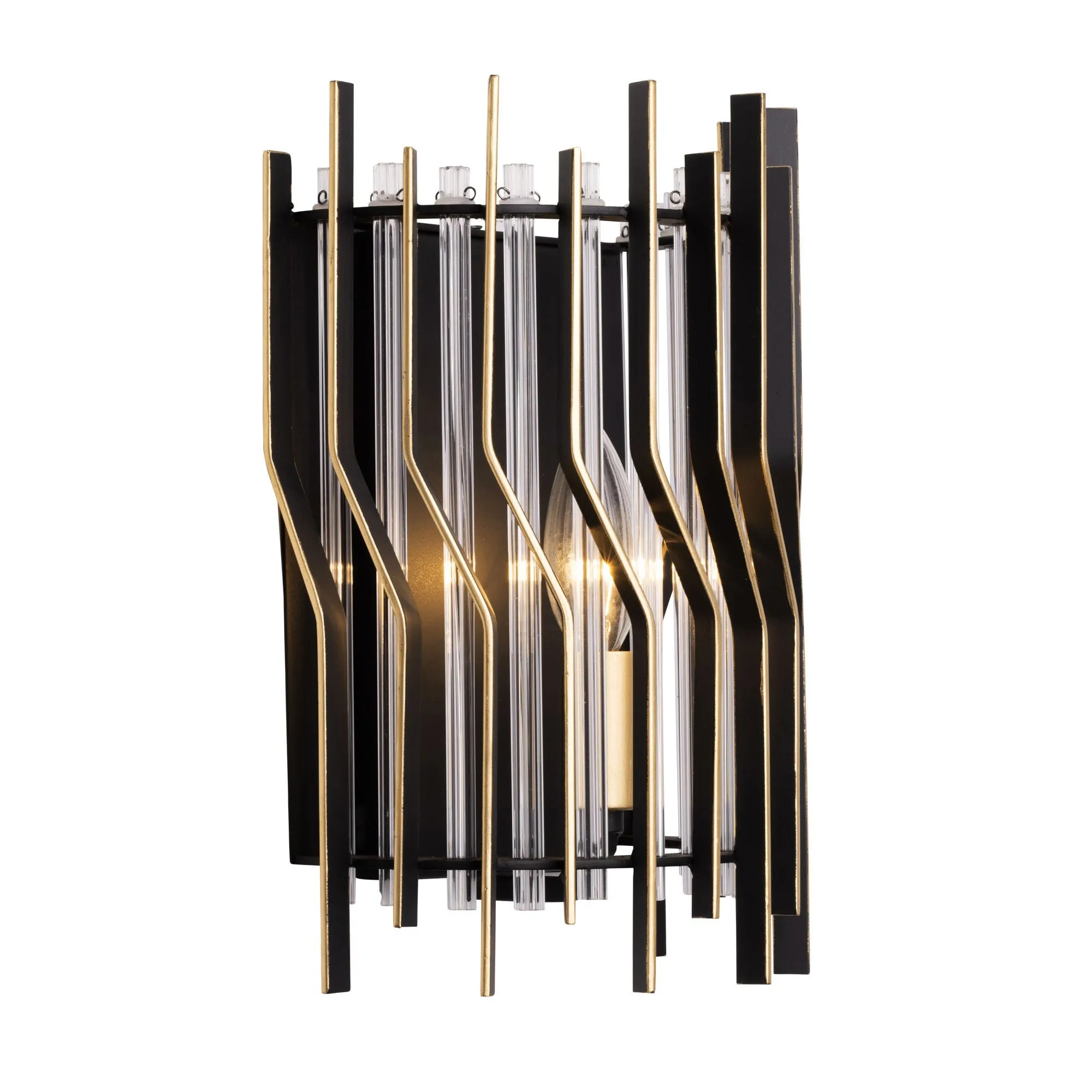 Park Row 393W01MBFG 1-Light Wall Sconce - Matte Black/French Gold