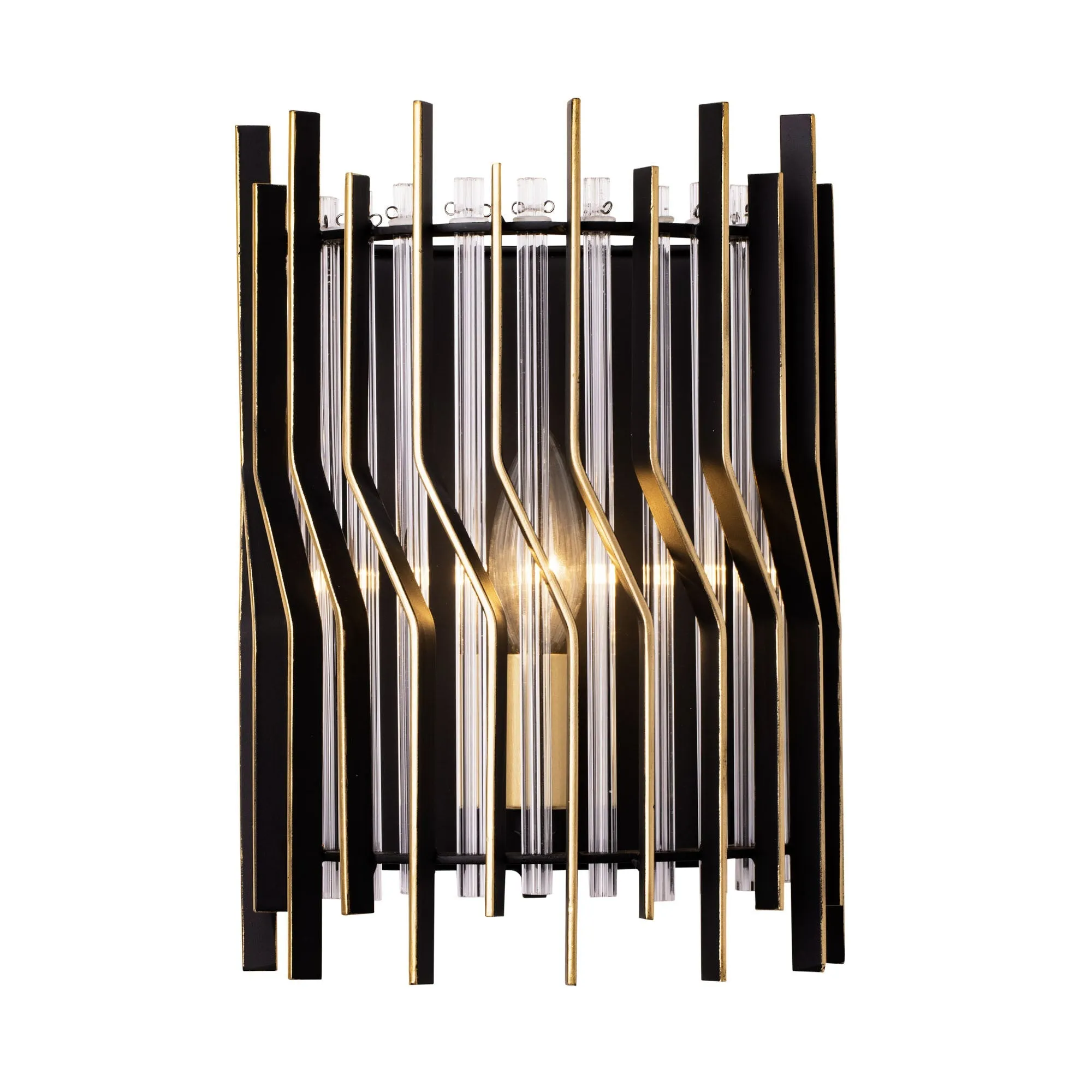 Park Row 393W01MBFG 1-Light Wall Sconce - Matte Black/French Gold