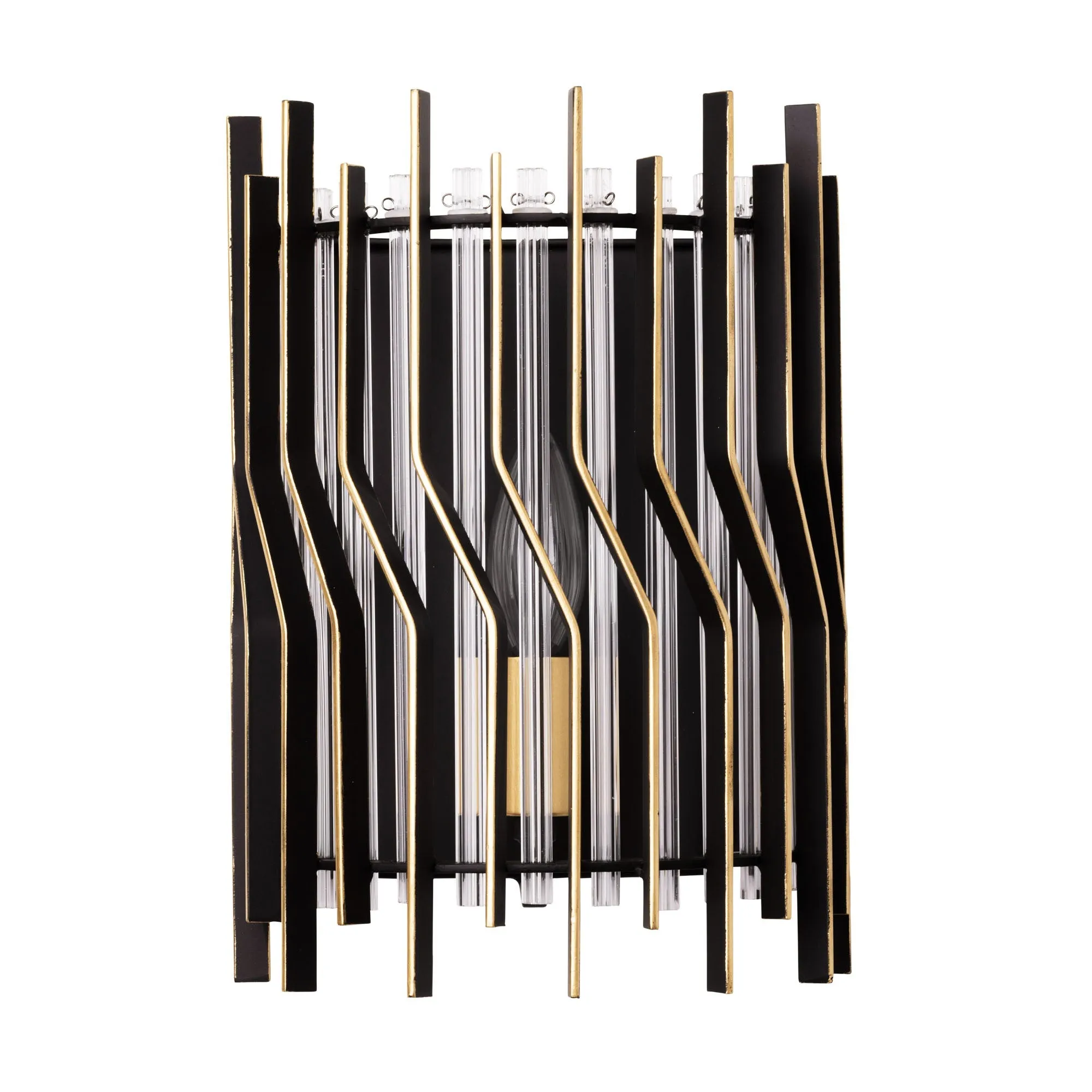 Park Row 393W01MBFG 1-Light Wall Sconce - Matte Black/French Gold