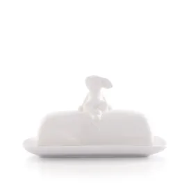 Porcelain Sitting Bunny Butter Dish