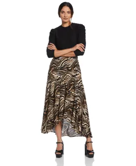 Printed Crepe Faux Wrap Skirt