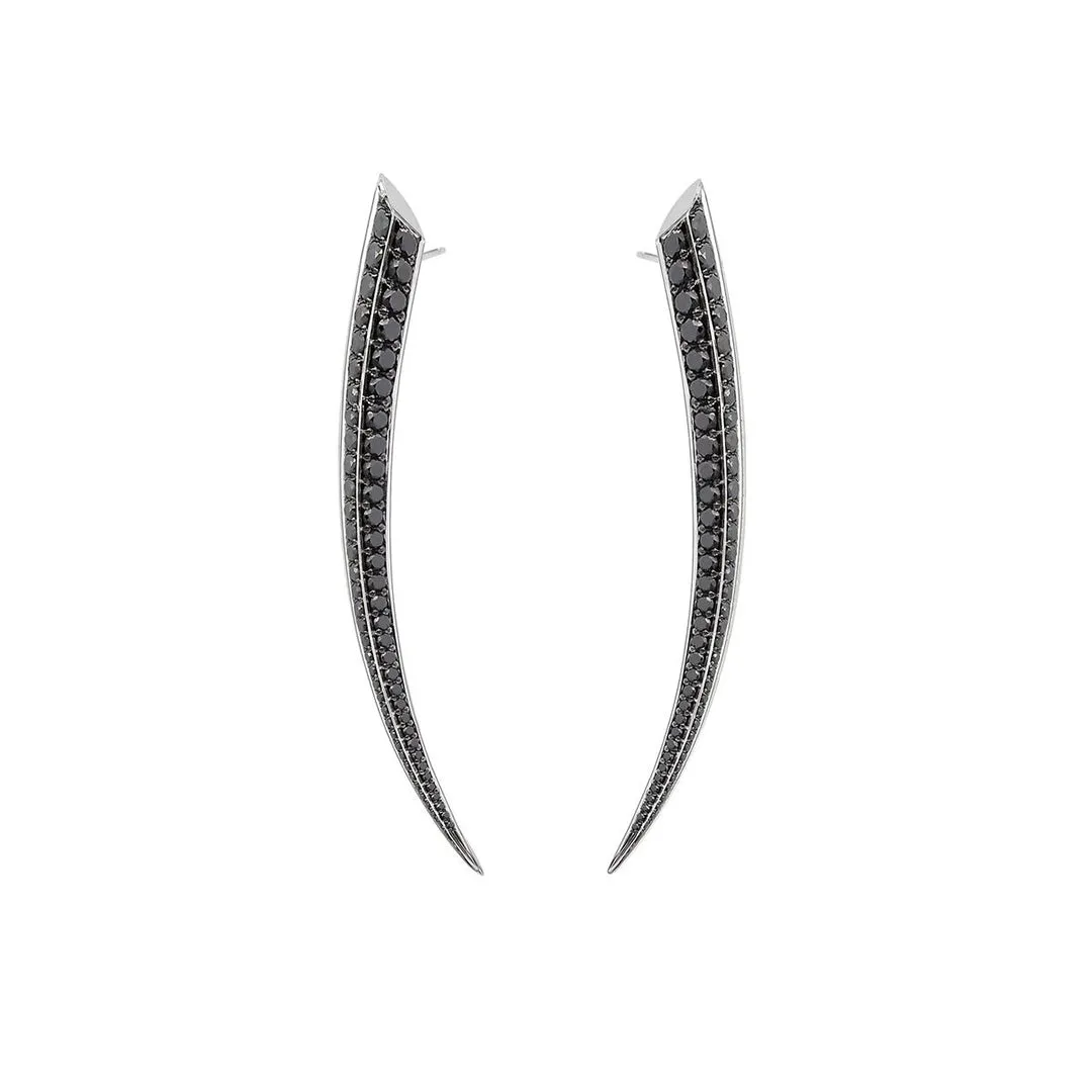 Sabre Fine Medium Earrings - 18ct White Gold & Black Diamond