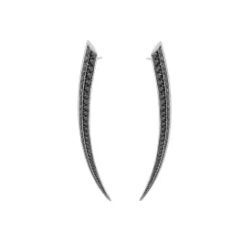 Sabre Fine Medium Earrings - 18ct White Gold & Black Diamond