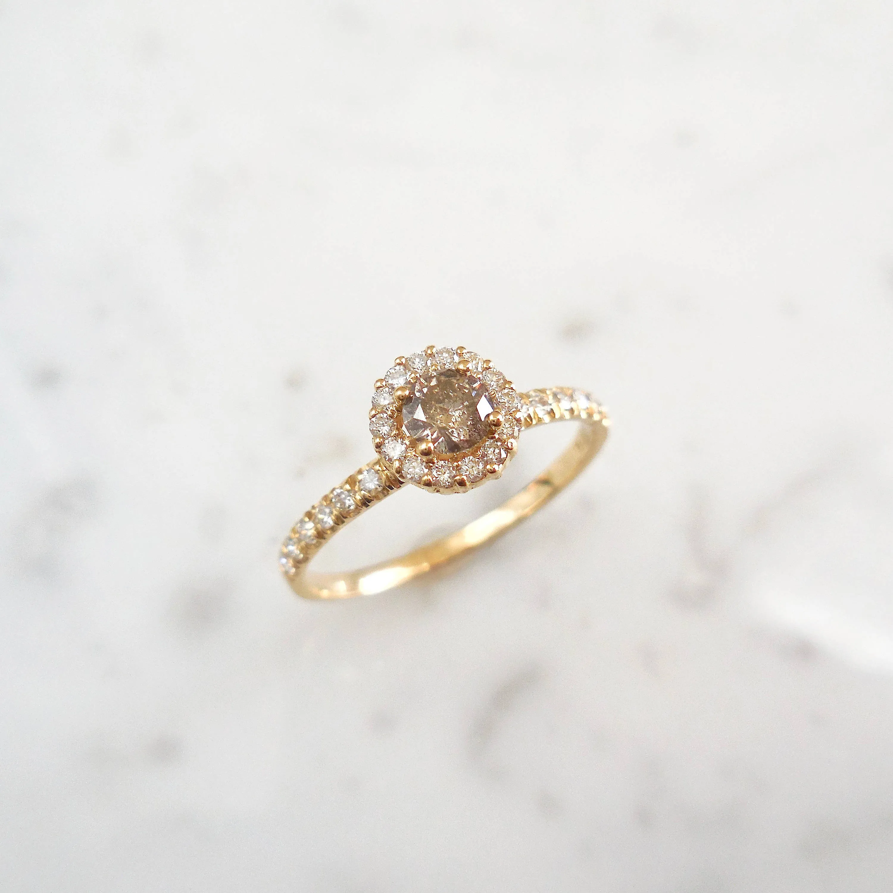 Salt and Pepper Diamond Engagement Ring - Dainty Grey Diamond Ring - Unique Diamond Engagement Ring