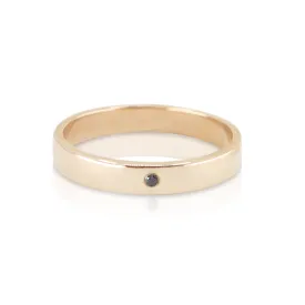 Single Black Diamond Yellow Gold Band